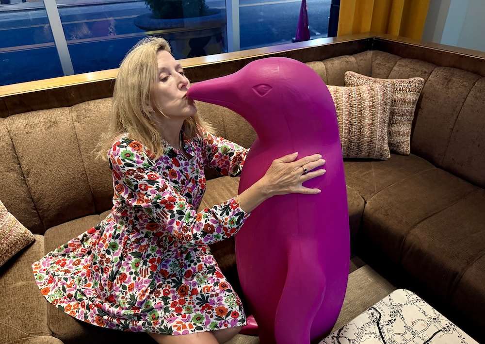 Jan schroder and plastic penguin