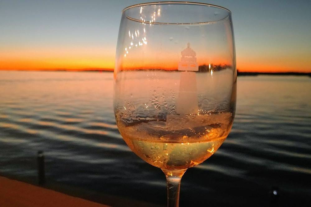 wineglass and sunset