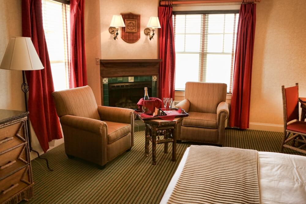 king room with fireplace at Brasstown Valley Resort