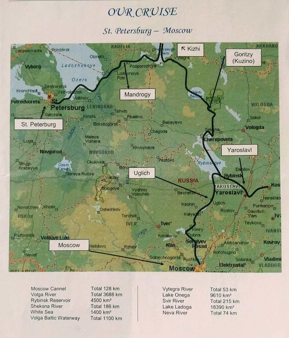 map of Russia river cruise on the Volga River
