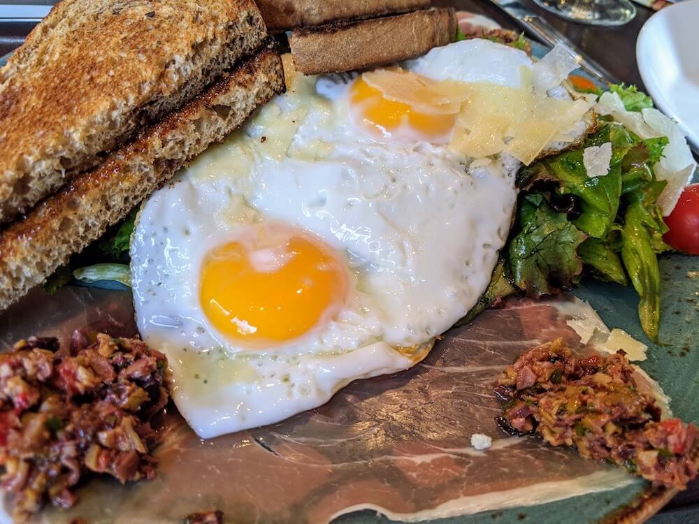 Green eggs and ham breakfast at BlueFin North Atlantic Seafood restaurant