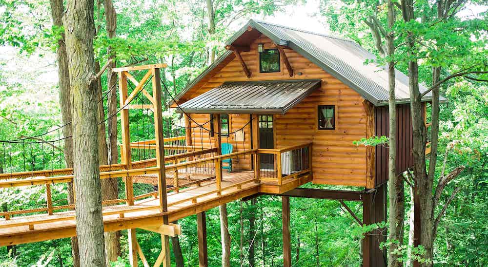 Treehouse at Berlin Woods Treehouses in Ohio. read tips for treehouse rental before you book!