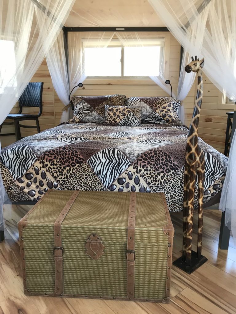 safari themed bedroom in treehouse