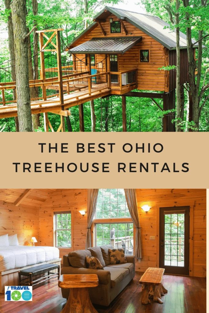 pinterest pin for Ohio treehouse rentals
