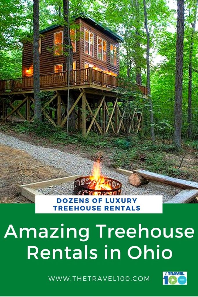 pinterest pin for Ohio treehouse rentals