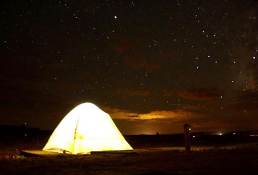 tent light up at night