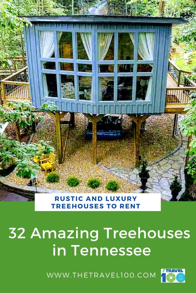 Pinterest pin for tennessee treehouse rentals