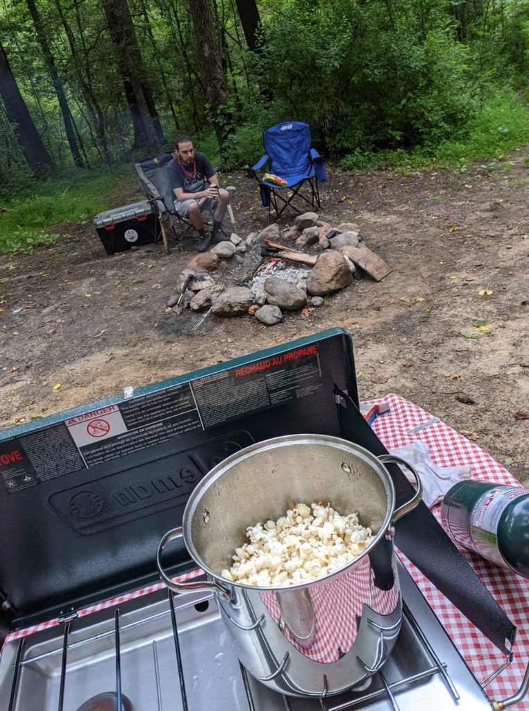 campsite with camp stove