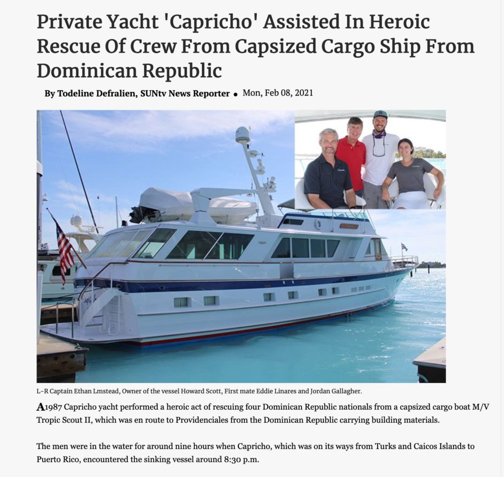 newspaper story on yacht rescue