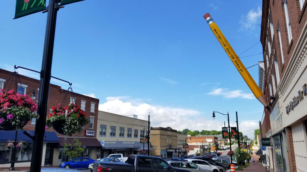 The giant pencil in downtown Wytheville.