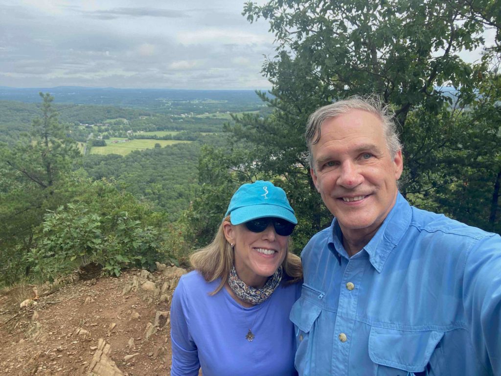 Chris Schroder and Jan schroder on hiking trail, one of the things to do in Strasburg, VA