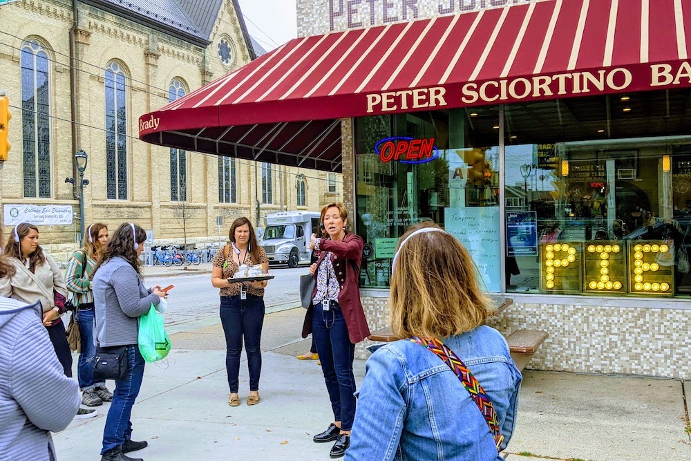 people in front of Peter sciortino bakery in Milwaukee