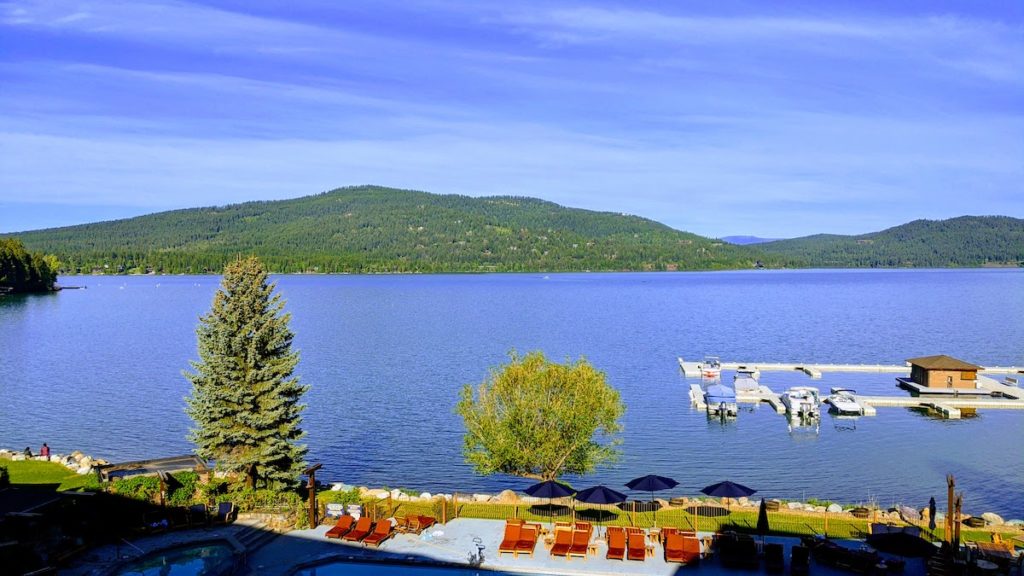 view from balcony at lodge at whitefish lake