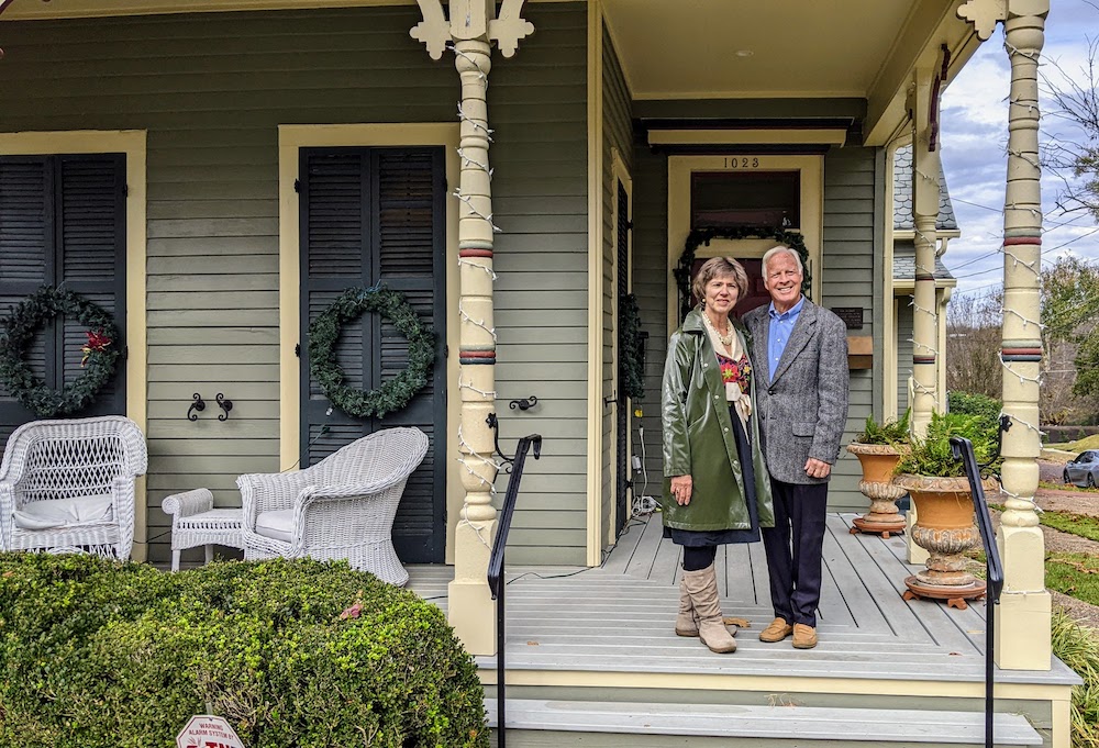 Carol and Bertram Hayes-Davis in front of their home in Vicksburg