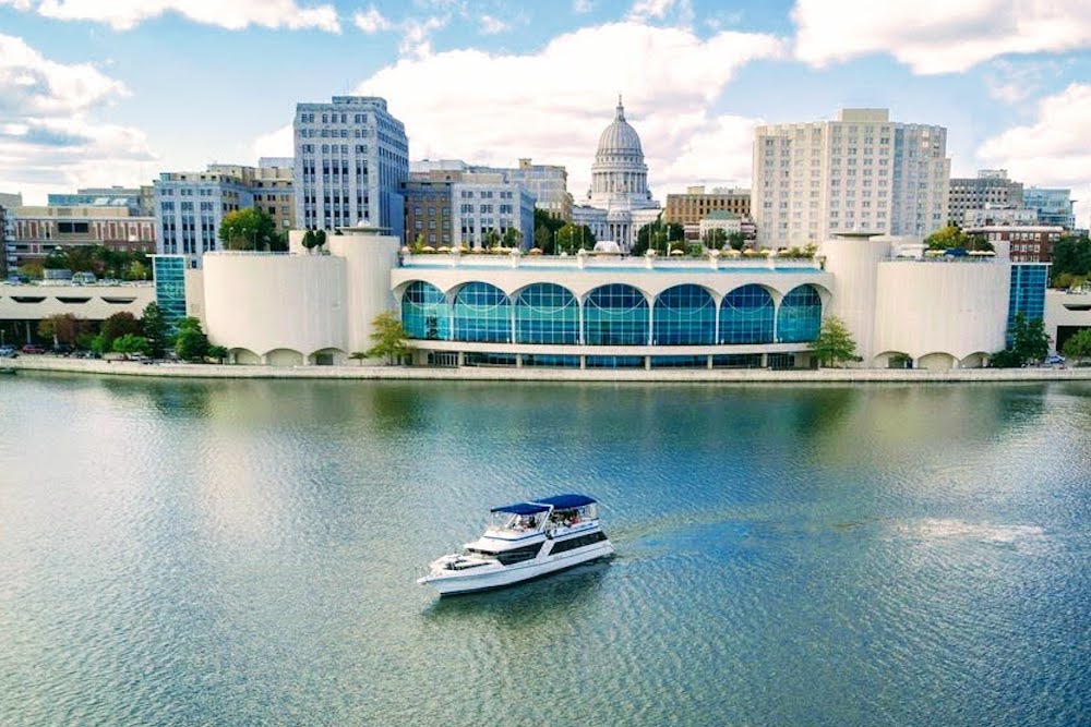 aerial view of monona terrace in madison wi