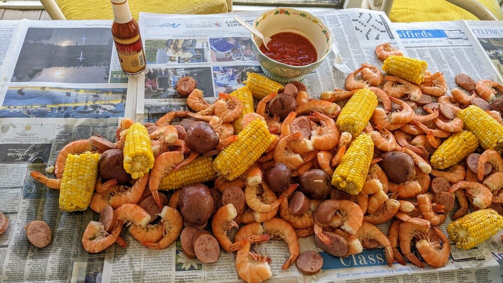 low country shrimp boil from Skully's low country boil