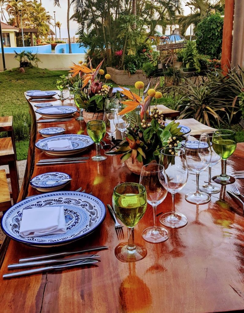 table in herb garden at Marriott Puerto Vallarta