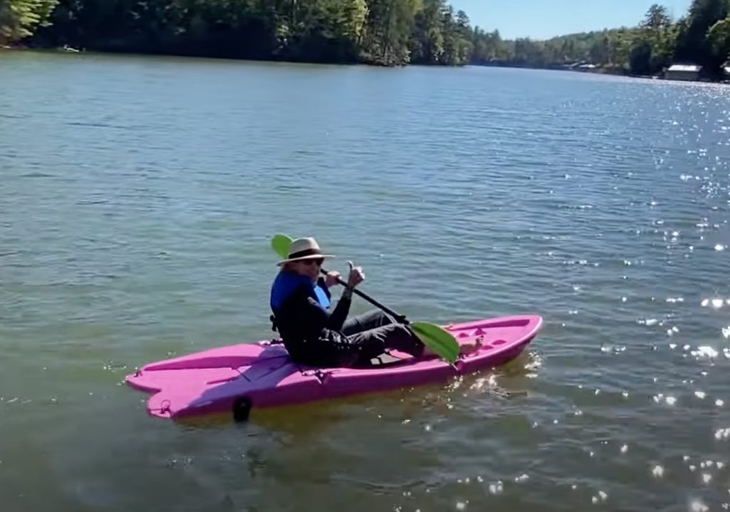 Jan Schroder in kayak on Lake James