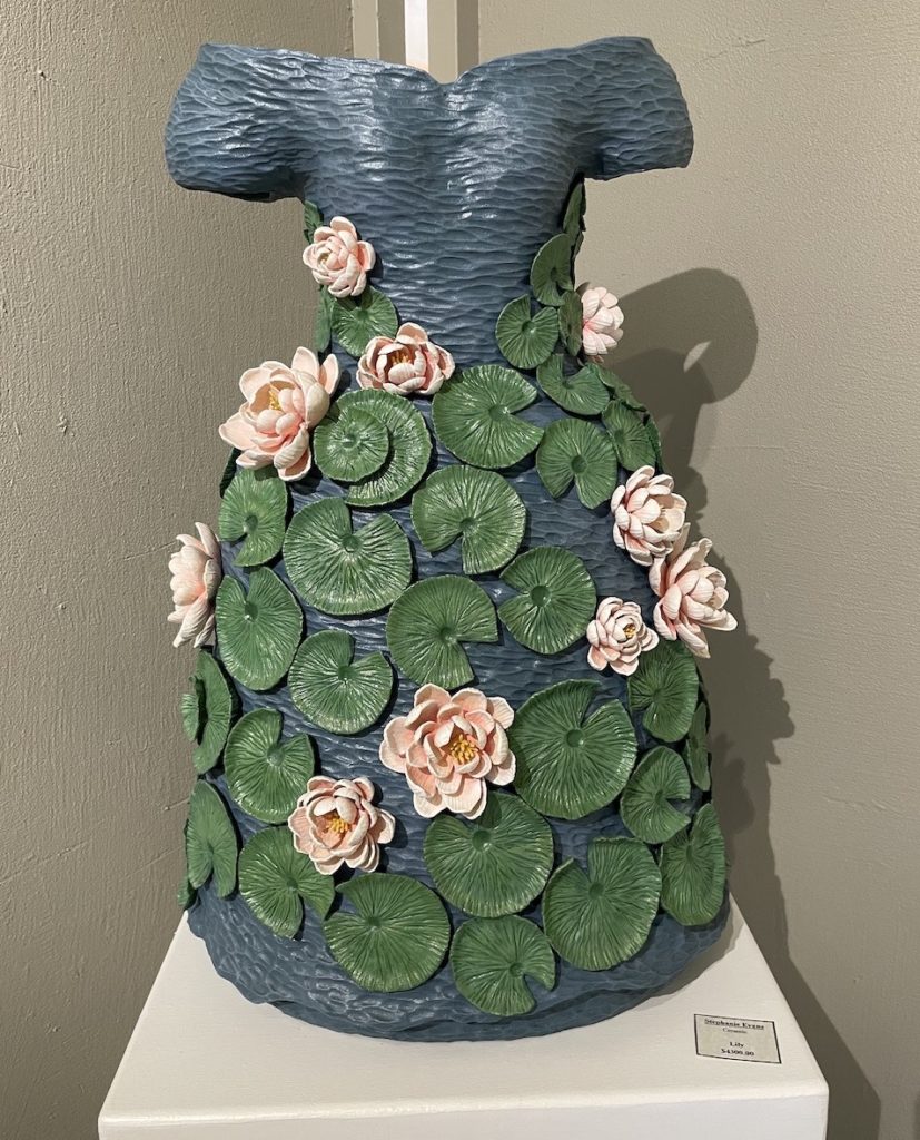 "Lilly," a ceramic sculpture by Stephanie Evans, at Fine Line Designs.