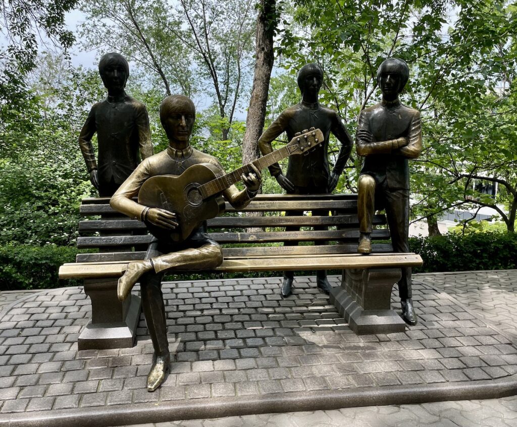 statue of The Beatles in Kók Tóbe Park