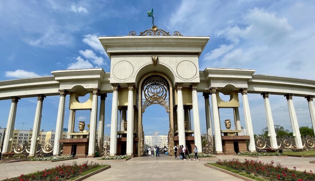 colonnade at First President's Park in Almaty, Kazakhstan. 