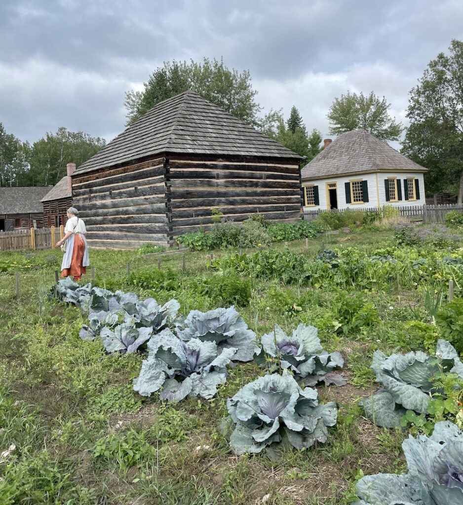 The garden and some outbuildings at Fort William Historical Park.
