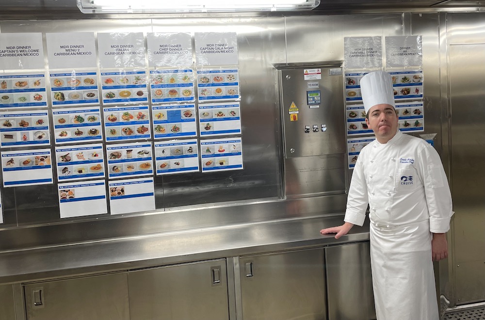 Executive Chef David Menabo in galley of discovery princess
