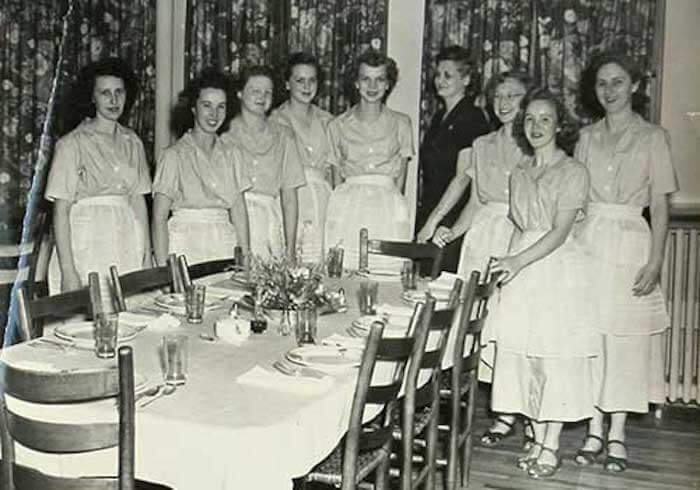 historic photo of kitchen workers at Tapoco Lodge