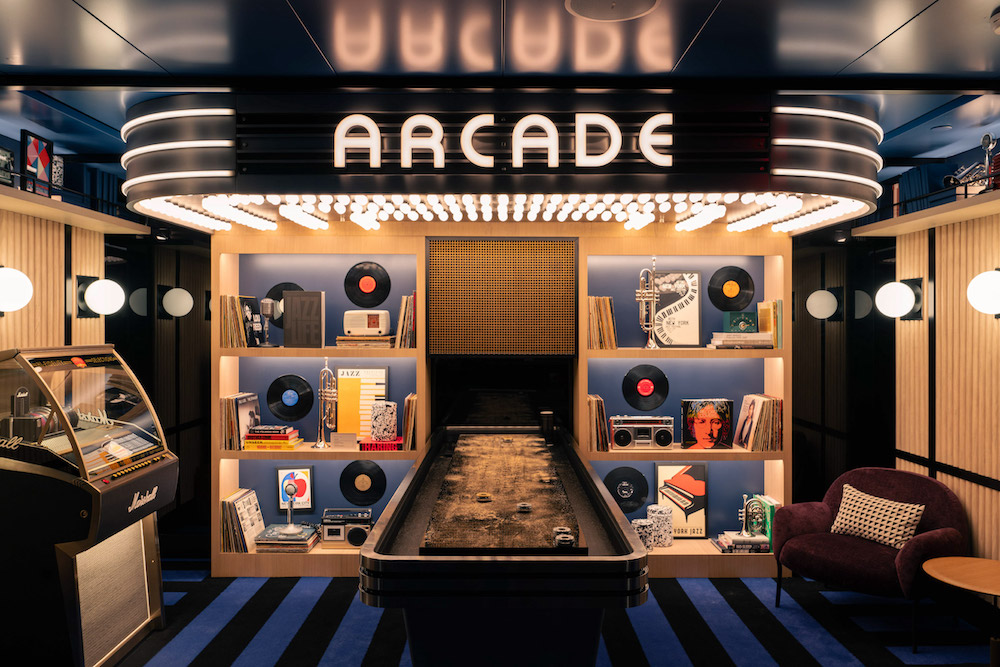 The arcade at Chase Sapphire Lounge by the Club at LaGuardia airport.