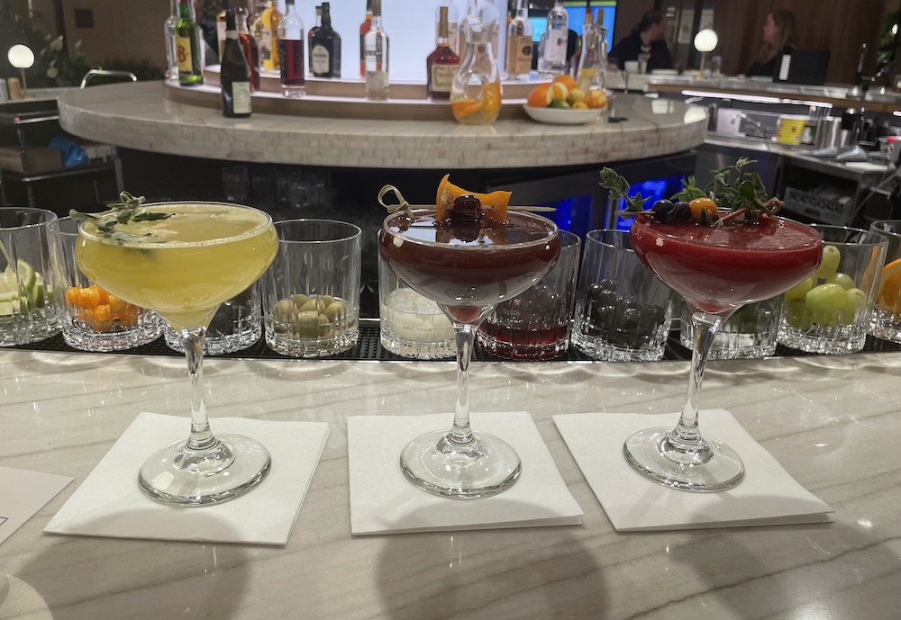 sapphire signature cocktails at Chase Sapphire Lounge by the Club at LaGuardia airport.