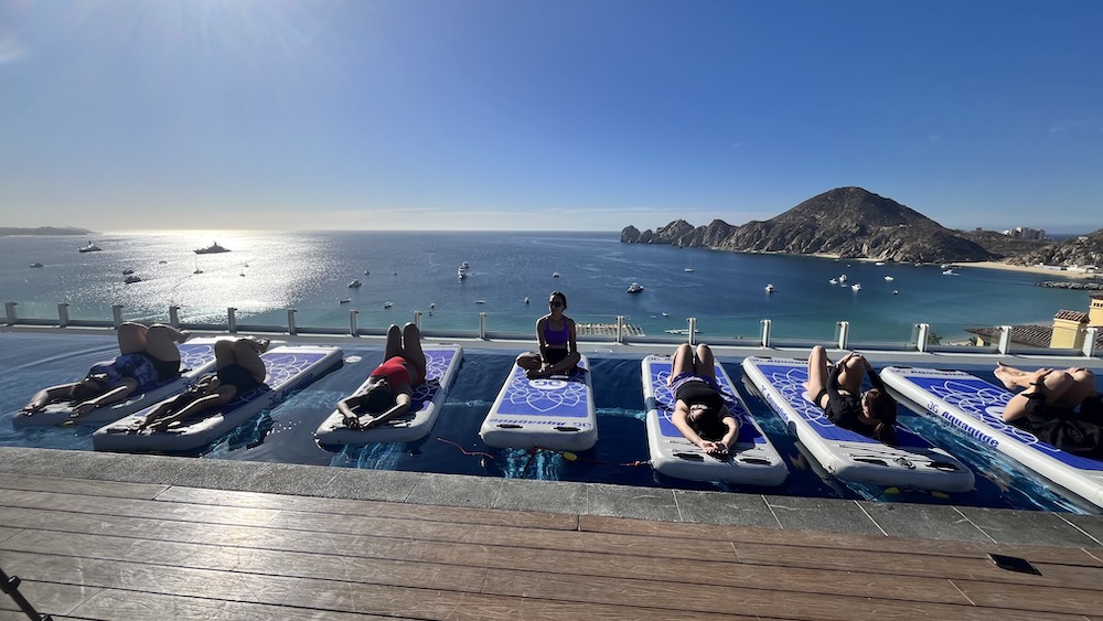 aqua yoga class at Corazón Cabo