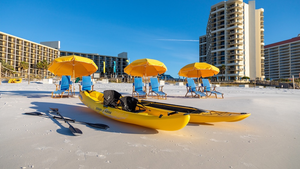 kayaks on beach at Hilton Sandestin