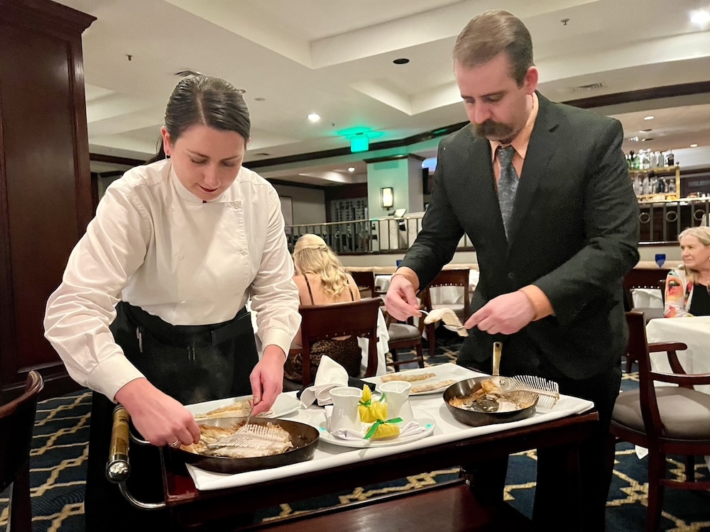 staff deboning dover sole at Seagar's