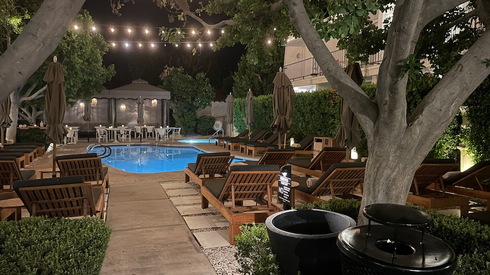 Avalon hotel pool at night