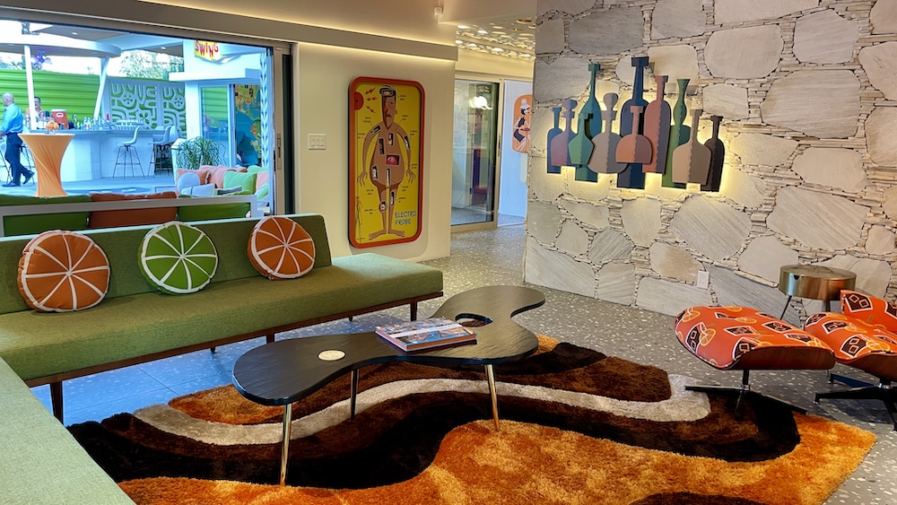 the living room on the shag house in Palm Springs
